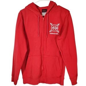 7556 * Stranger Things Hawkins Pool Full Zip Hoodie Red Size S